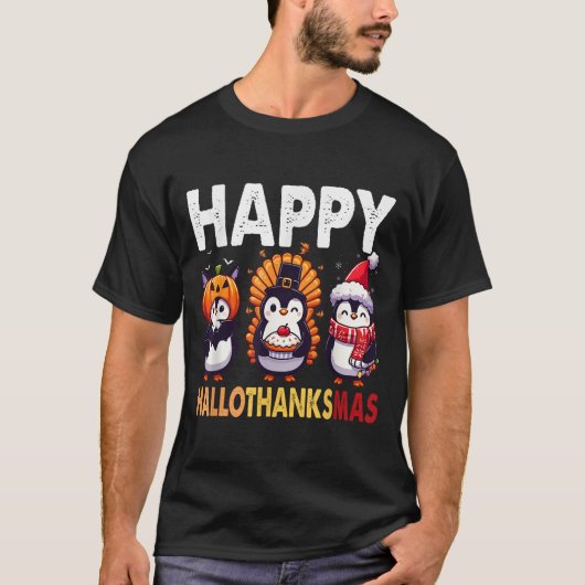 Penguin Christmas Halloween Costume Happy Hallotha T-shirt (Voorkant)
