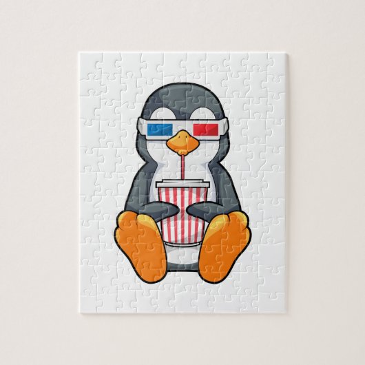 Penguin Cinema Glasses Drink bekertje Legpuzzel (Verticaal)