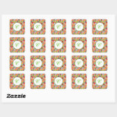 Penguin Circles Monogram Square Stickers (Vel)