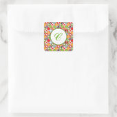 Penguin Circles Monogram Square Stickers (Tas)