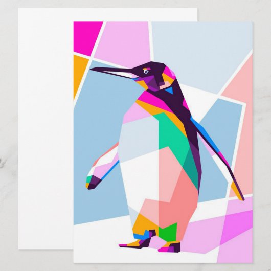 Penguin Color Geometric | Art Gift (Voorkant / Achterkant)
