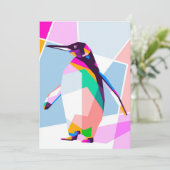 Penguin Color Geometric | Art Gift Aankondiging (Staand voorkant)