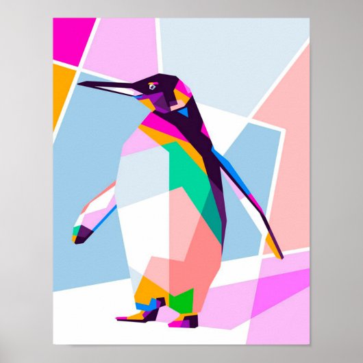 Penguin Color Geometric | Art Gift Poster (Voorkant)