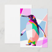 Penguin Color Geometric | Art Gift RSVP Kaartje (Voorkant / Achterkant)