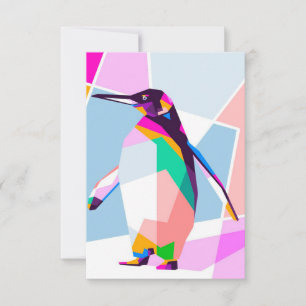 Penguin Color Geometric   Art Gift RSVP Kaartje