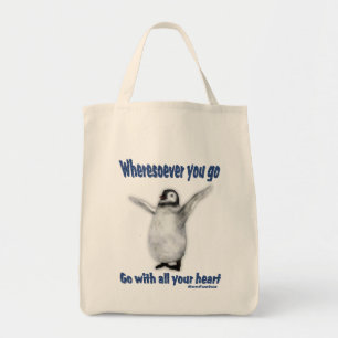 Penguin Confucius Inspirerend Quote Canvas tas