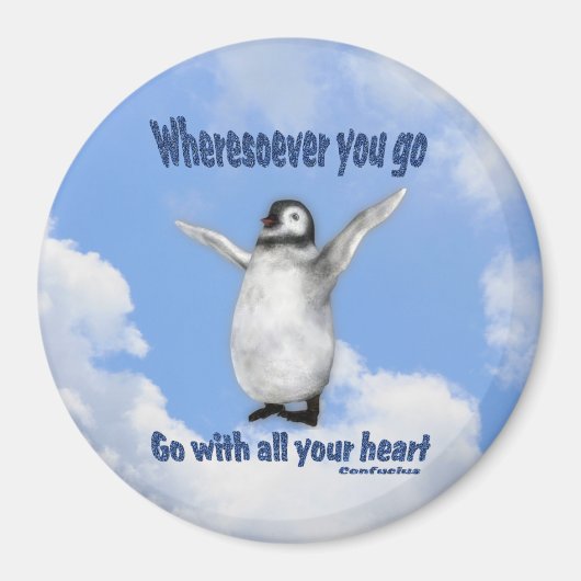 Penguin Confucius Inspirerend Quote Magnet Magneet (Voorkant)