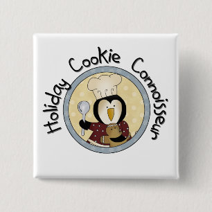 Penguin Cookie Connoisseur T-shirts en geschenken Vierkante Button 5,1 Cm