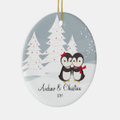 Penguin Couple Aimer mignon Ornement de Noël (Droite)