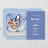 Penguin Couple Couples Douche Invitation (Devant / Derrière)