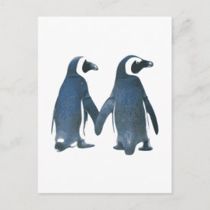 Penguin Couple Holding Hands Briefkaart