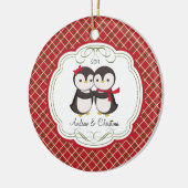 Penguin Couple Love Cute Kerstannament Keramisch Ornament (Links)