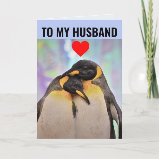 PENGUIN COUPLE MARI ANNIVERSAIRE Carte de voeux (Devant)