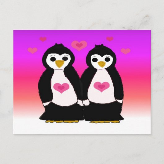 Penguin Couple met hart Briefkaart (Voorkant)