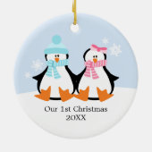 Penguin Couple Ornaments Keramisch Ornament (Achterkant)