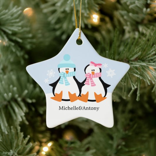 Penguin Couple Ornaments Keramisch Ornament (Boom)