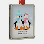 Penguin Couple Ornaments Metalen Ornament (Rechts)