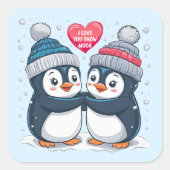 Penguin Couple Vierkante Sticker (Voorkant)