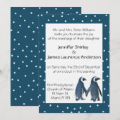 Penguin Couple Wedding Invitation Kaart (Voorkant / Achterkant)