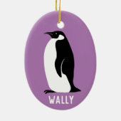 Penguin CUSTOMIZE IT Paars Keramisch Ornament (Achterkant)