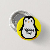 Penguin Cute Winter 1st Birthday Button Pin (Voorkant /achterkant)