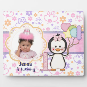 Penguin Cutie-Girl First Birthday Fotoplaat