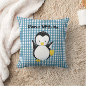 Penguin Dancing Blue Pset Gingham Personalized Kussen (Deken)