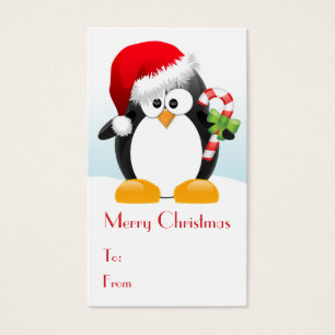 Penguin de Noël avec Sucre de canne étiquettes cad