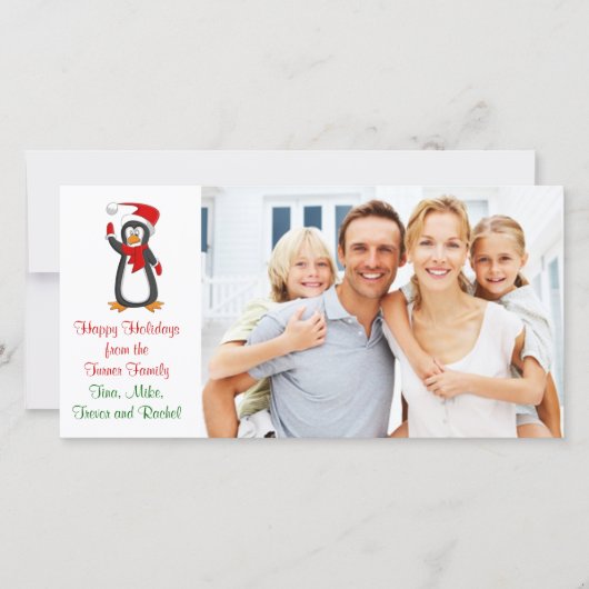 Penguin de Noël Carte photo de famille (Devant)