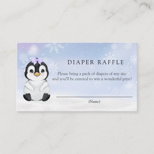 Penguin Diaper Raffle Enclosure Card Informatiekaartje (Voorkant)
