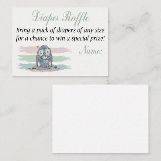 Penguin Diaper Raffle Tickets (Voorkant / Achterkant)
