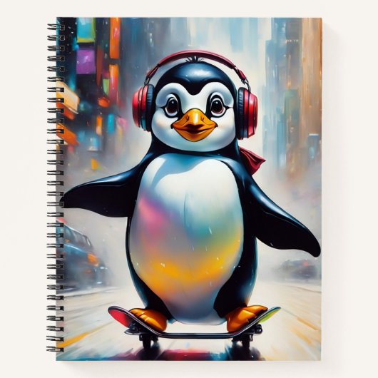 Penguin Digitale Kunst Schilderen Cool Notitieboek (Voorkant)