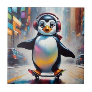 Penguin Digitale Kunst Schilderen Cool Tegeltje