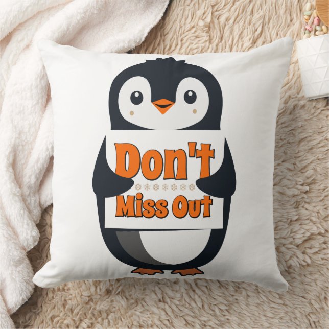 Penguin Don't Miss Out Throw Pillow Kussen (Deken)