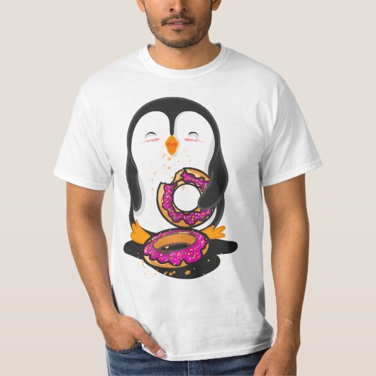 Penguin eating Donuts illustration  T-shirt (Voorkant)