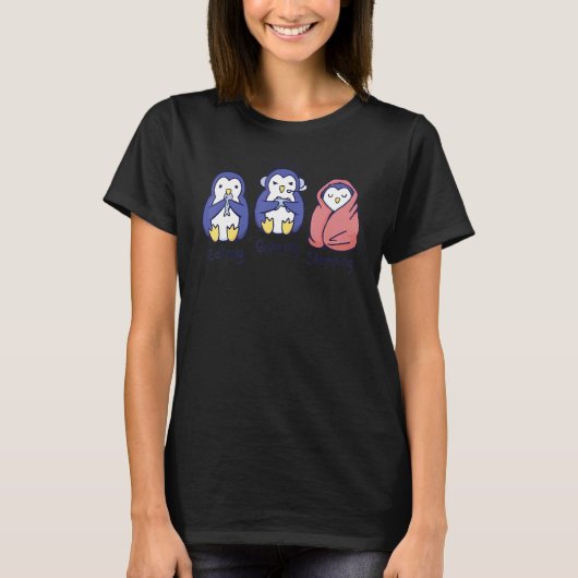 Penguin Eating Gaming Sleeping Cute Penguin T-shirt (Voorkant)