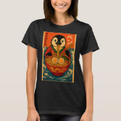 Penguin Eating Ramen Japanese Noodles Funny T-shirt (Voorkant)