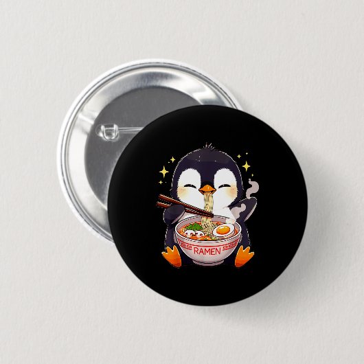 Penguin Eating Ramen  Ronde Button 5,7 Cm (Voorkant /achterkant)