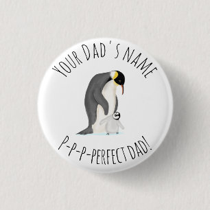 Penguin en chick 'perfecte vader' rond badge ronde button 3,2 cm