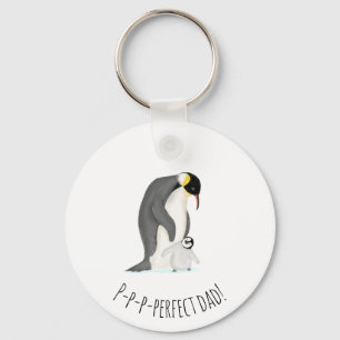 Penguin en chick 'perfecte vader' sleutelring sleutelhanger