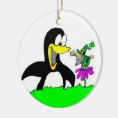 Penguin en Leprechaun Cartoon Ornament (Links)