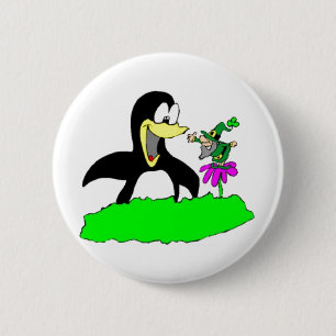 Penguin en Leprechaun Ronde Button 5,7 Cm