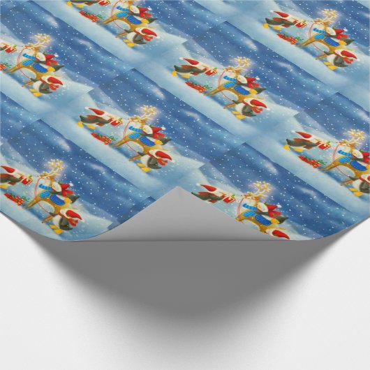 Penguin en rendier cadeaupapier (Hoek)