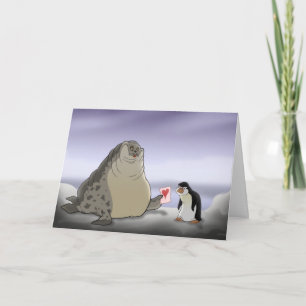 Penguin en Seal Valentijnsdag Kaart