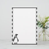 Penguin en Stripes Briefpapier (Staand voorkant)