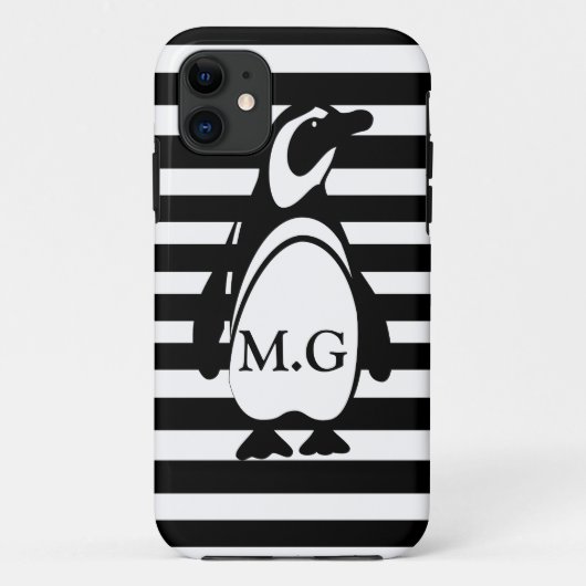 Penguin en Stripes Case-Mate iPhone Case (Achterkant)