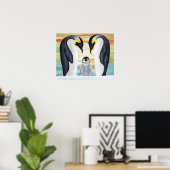 Penguin Familie met Baby Penguin Poster (Thuiskantoor)