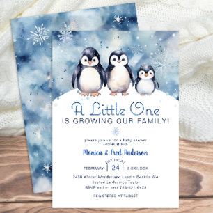 Penguin Familie Winter Baby shower Uitnodigen Kaart
