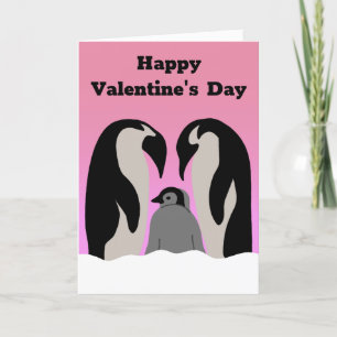 Penguin Family Cute Valentijnsdag voor familielede Kaart