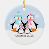 Penguin Family Ornaments Keramisch Ornament (Achterkant)
